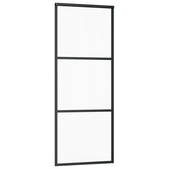 Porta Scorrevole a 3 pannelli in Vetro ESG e Alluminio 76x205 cm Nera 151008