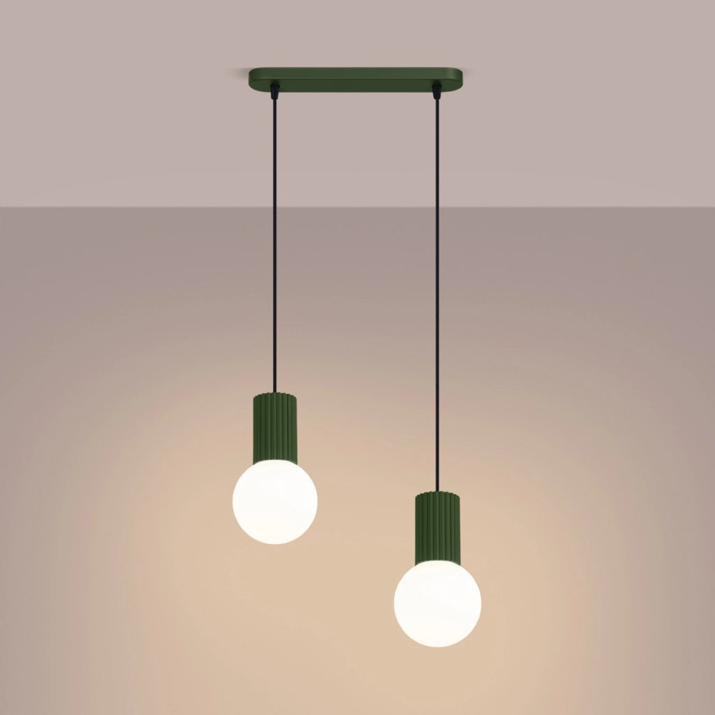 Lampada a sospensione HALO 2L verde oliva