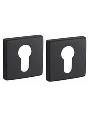 Coppia di rosette quadrate 50 x 50 mm con foro cilindro, nero opaco – THIRARD