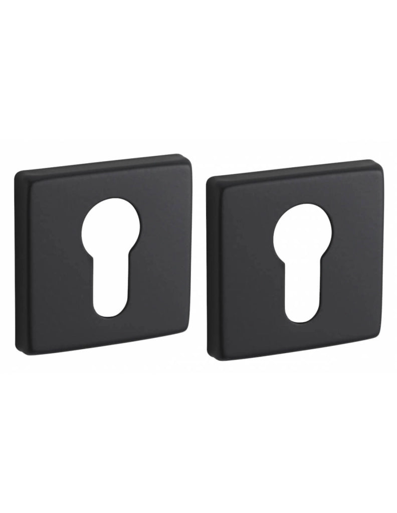 Coppia di rosette quadrate 50 x 50 mm con foro cilindro, nero opaco – THIRARD