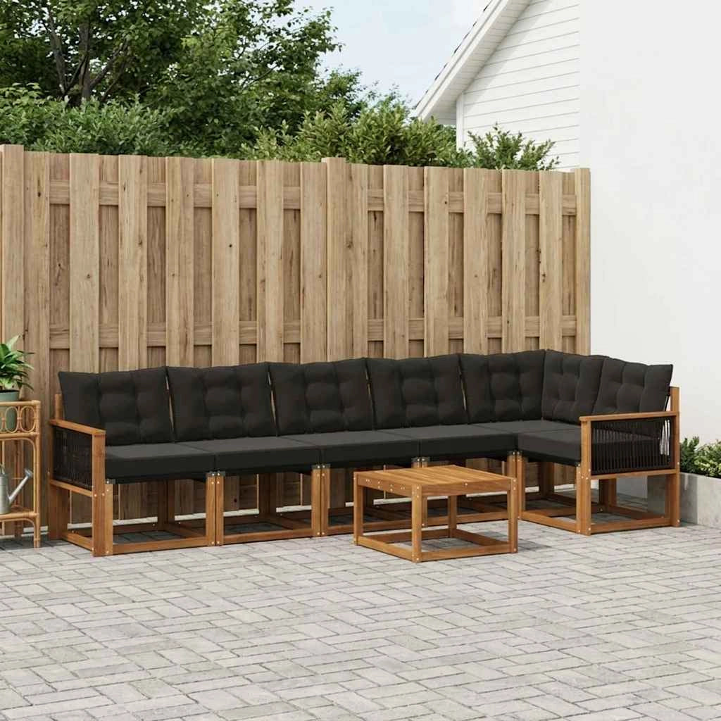 Set di divani da esterno 7 pz Naturale e Nero 3382000