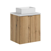 Set mobili bagno 50 cm con piano e lavabo da appoggio Gaja Nova Oak 50 x 1401 x 40 cm