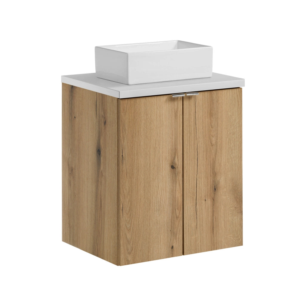 Set mobili bagno 50 cm con piano e lavabo da appoggio Gaja Nova Oak 50 x 1401 x 40 cm