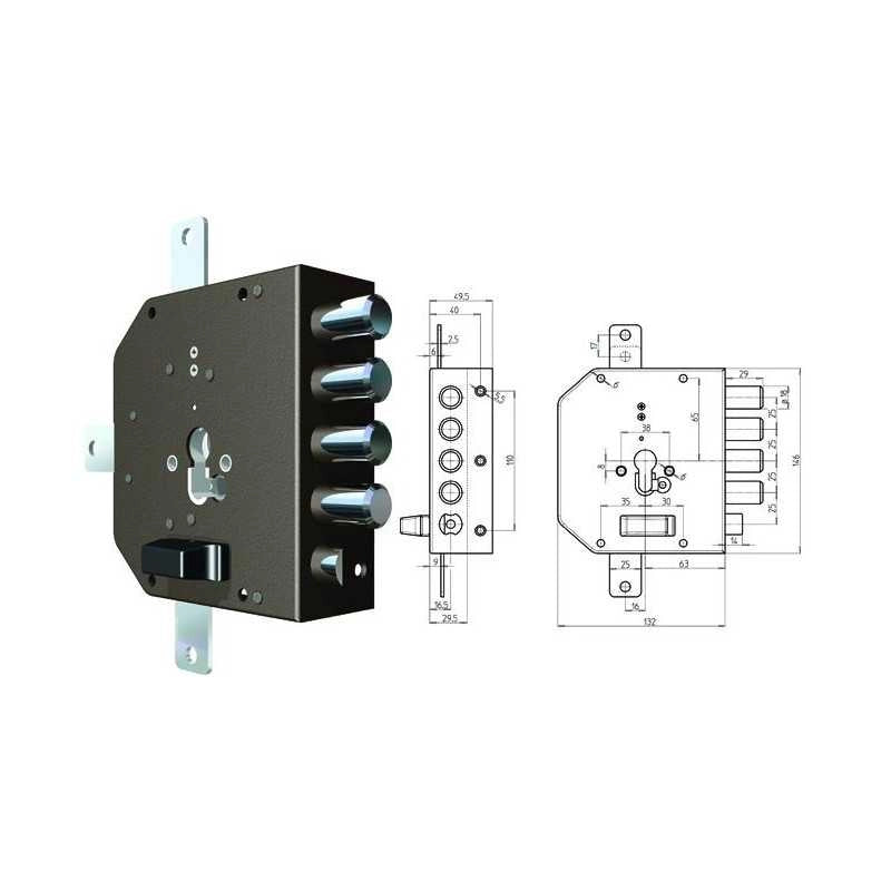 Serrature Cr da applicare 2350G-51Mc con Scrocco Sx Mm. 60