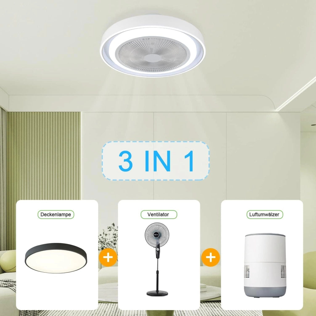 ZMH Ventilatore a Soffitto con Luce LED Regolabile e Telecomando 5 Pale Moderno Blu Timer Silenzioso per Soggiorno