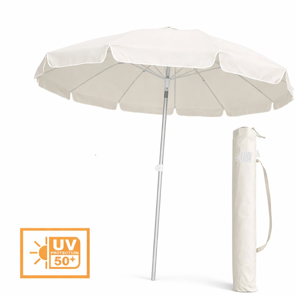 Ombrellone Mare Spiaggia 200 cm 12 Stecche Antivento Alluminio UV50+ Inclinabile Custodia