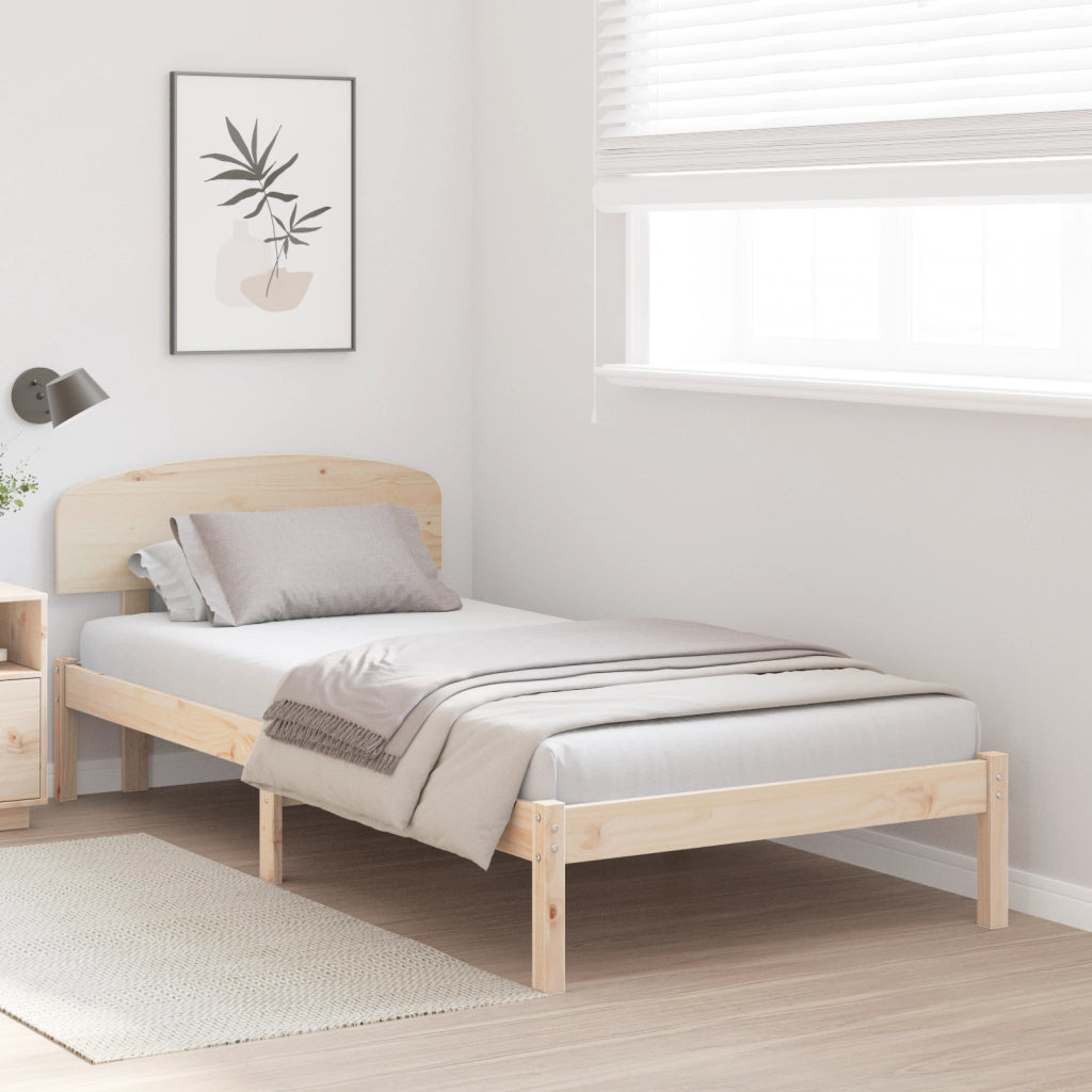 Struttura Letto con Testiera 90x190 cm in Legno Massello di Pino