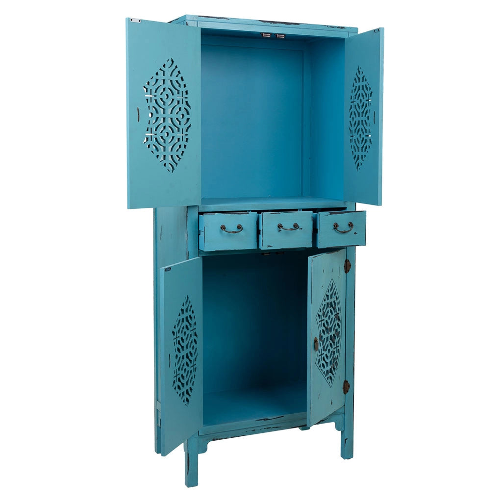 Armadio in legno blu 70x40x170h