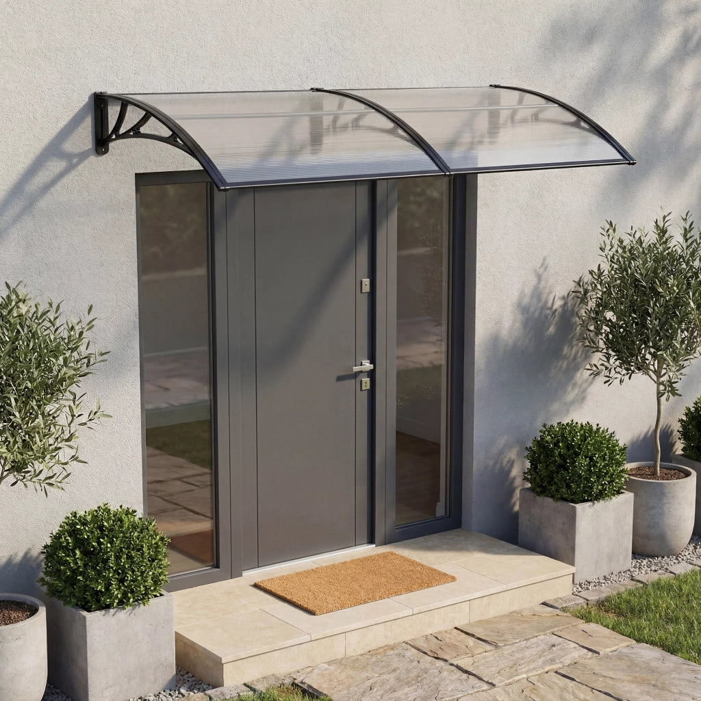 Pensilina per Ingresso Mellerud in Policarbonato 200 x 100 cm Trasparente / Nero [en.casa]