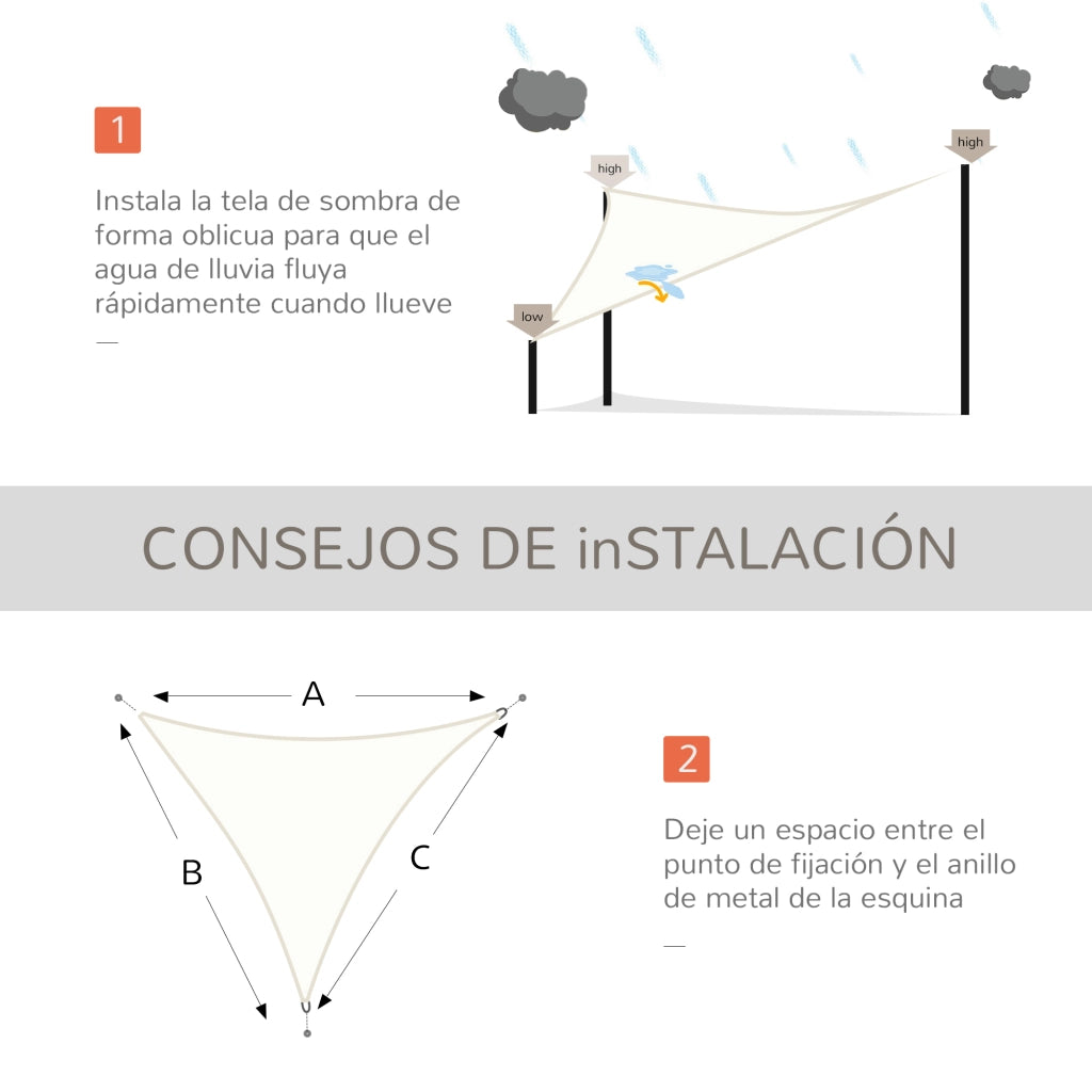 Toldo triangolare vela ombra ¨C zephmum ¨C crema 6x6x6 m