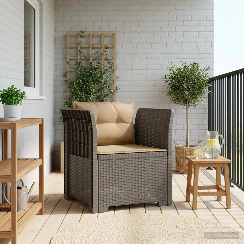 Poltrona a 1 Posto con Cuscini Aspetto Rattan PP Grigio Chiaro 8011882
