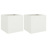 2 pz Fioriere | Cassetta per fiori | Vaso Bianche 49x47x46 cm in Acciaio