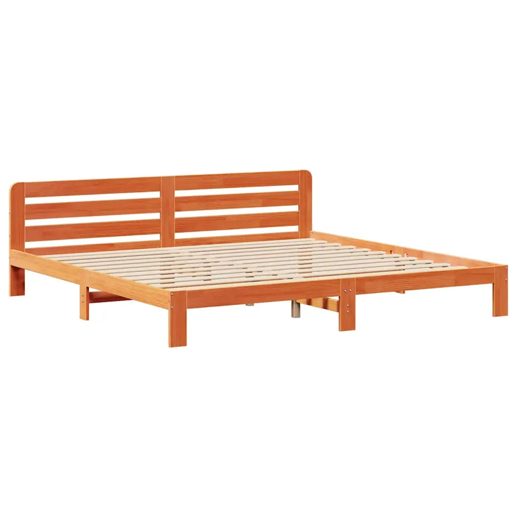 Giroletto senza Materasso Marrone Cera 200x200 cm Legno di Pino 3309859