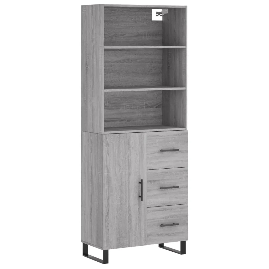 Credenza-Buffet-Armadio da cucina Grigio Sonoma 69,5x34x180 cm in Legno Multistrato 595165