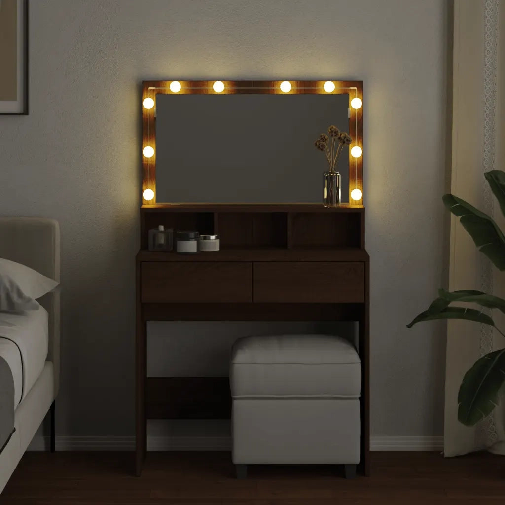 Toeletta con LED Rovere Marrone 80x41x134,5 cm