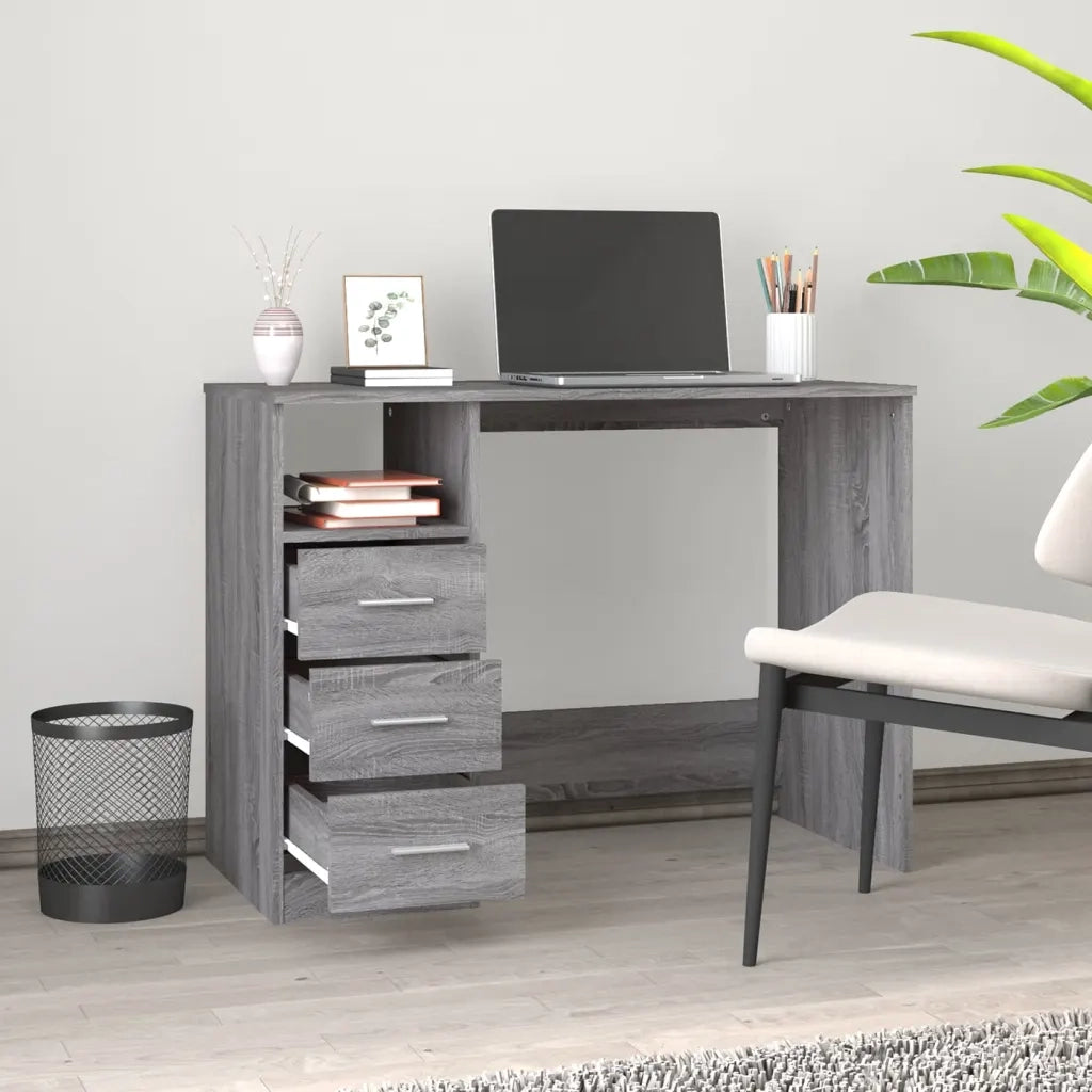 Scrivania Cassetti Grigio Sonoma 102x50x76 cm Legno Multistrato 823038