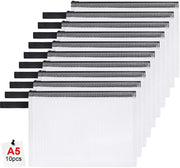 Documenti A5 con cerniera, 10 pezzi, dossier acqua resistente con cerniera, borse dossier in plastica per documenti, carte, cosmetici
