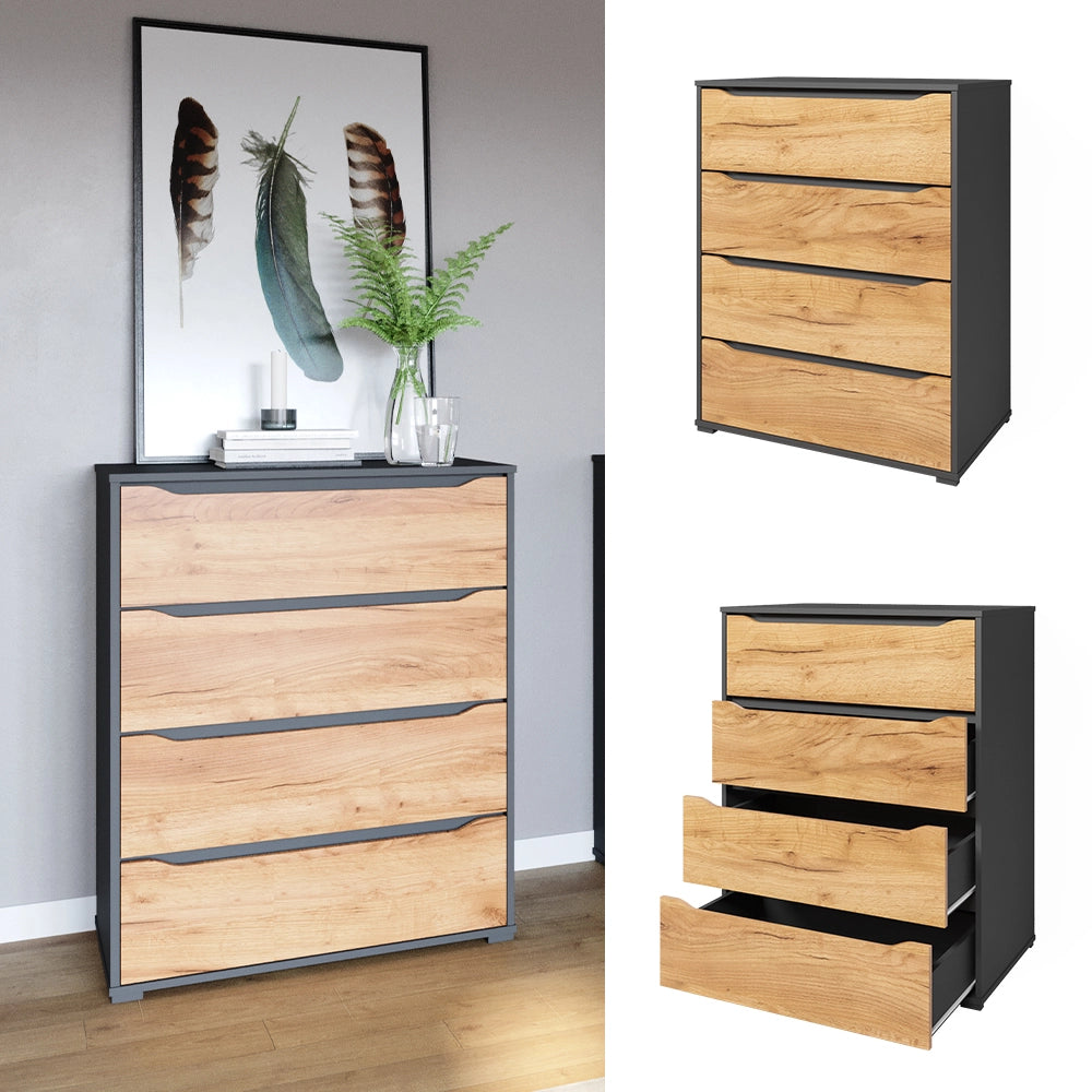 Vicco Credenza Quercia dorata/antracite 48 x 101.6 cm con cassetti