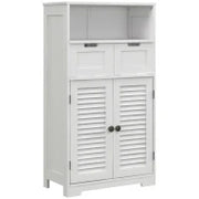 kleankin Mobiletto per il Bagno con Armadio a 2 Porte, Ripiano Regolabile, 2 Cassetti, Nicchia, 61 x 30,5 x 109,5 cm Bianco