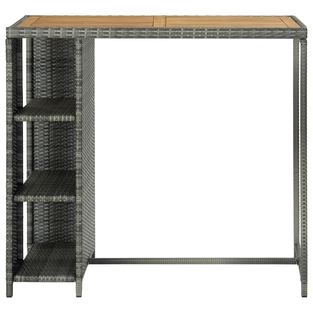 Tavolo da Bar con Ripiani Grigio 120x60x110 cm in Polyrattan 313479