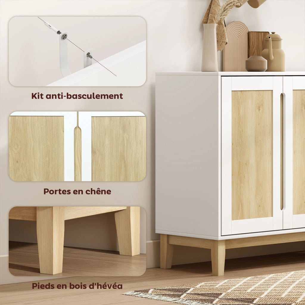 Cassettiera con ante ¨C Minimal ¨C bianco e quercia 120x40x86