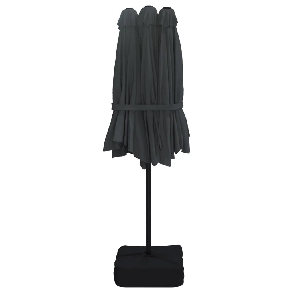 Ombrellone a Doppia Testa con LED Nero 449x265 cm 362959