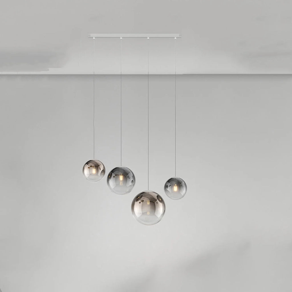 Lampadario Moderno Big Eclipse Metallo Cromo Vetro Fumè E Bronzo 4 Luci E27