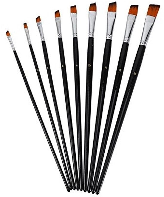 Set di pennelli a schizzo - 9 pezzi - pennello a setole in nylon - manico in legno - pennello a schizzo con setole inclinate - buona capacità di assorbimento - pennello per pittura