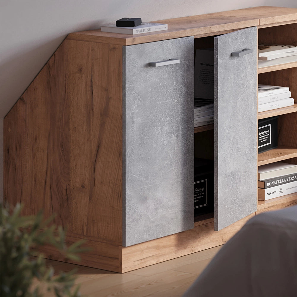 Mobile sottotetto Rion Calcestruzzo/Rovere dorato 80 x 83.8 cm con 2 porte, carcassa 60 cm profondità Vicco