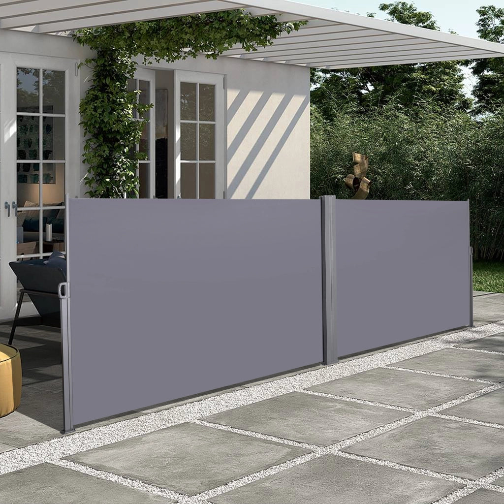 Tenda da Sole Laterale Estensibile per Balcone, Giardino e Terrazza ¨C Xylo ¨C Grigio, 180x600 cm
