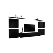 Set di mobili per soggiorno SWITCH IV di design, colore nero lucido.