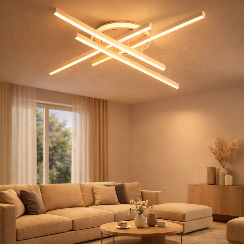 Plafoniera LED Moderna 45W Design Geometrico Bianco CCT Switch 3000K 4000K 6500K 3600 Lumen Soffitto Interno