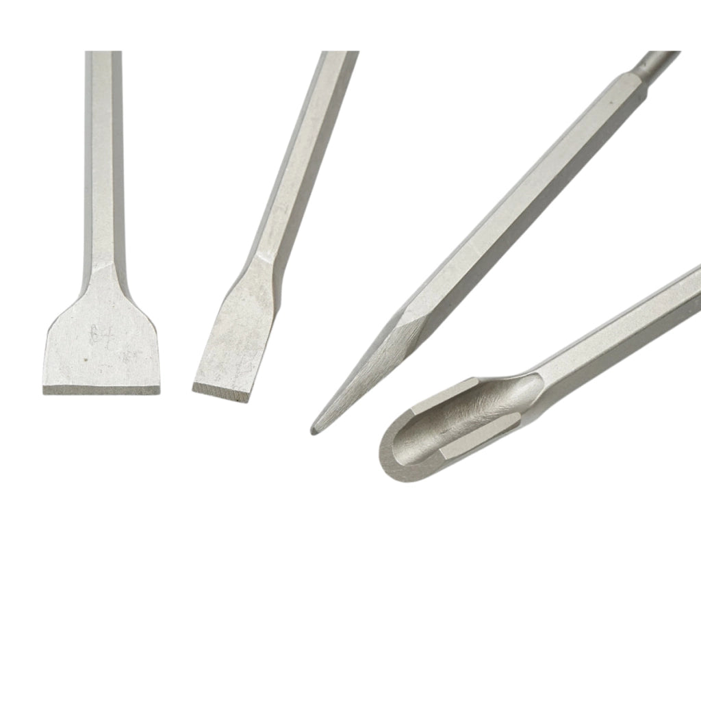 Set di 4 scalpelli per calcestruzzo SDS Plus 14x250mm, piatti, affilati e scanalati Breckner Germany