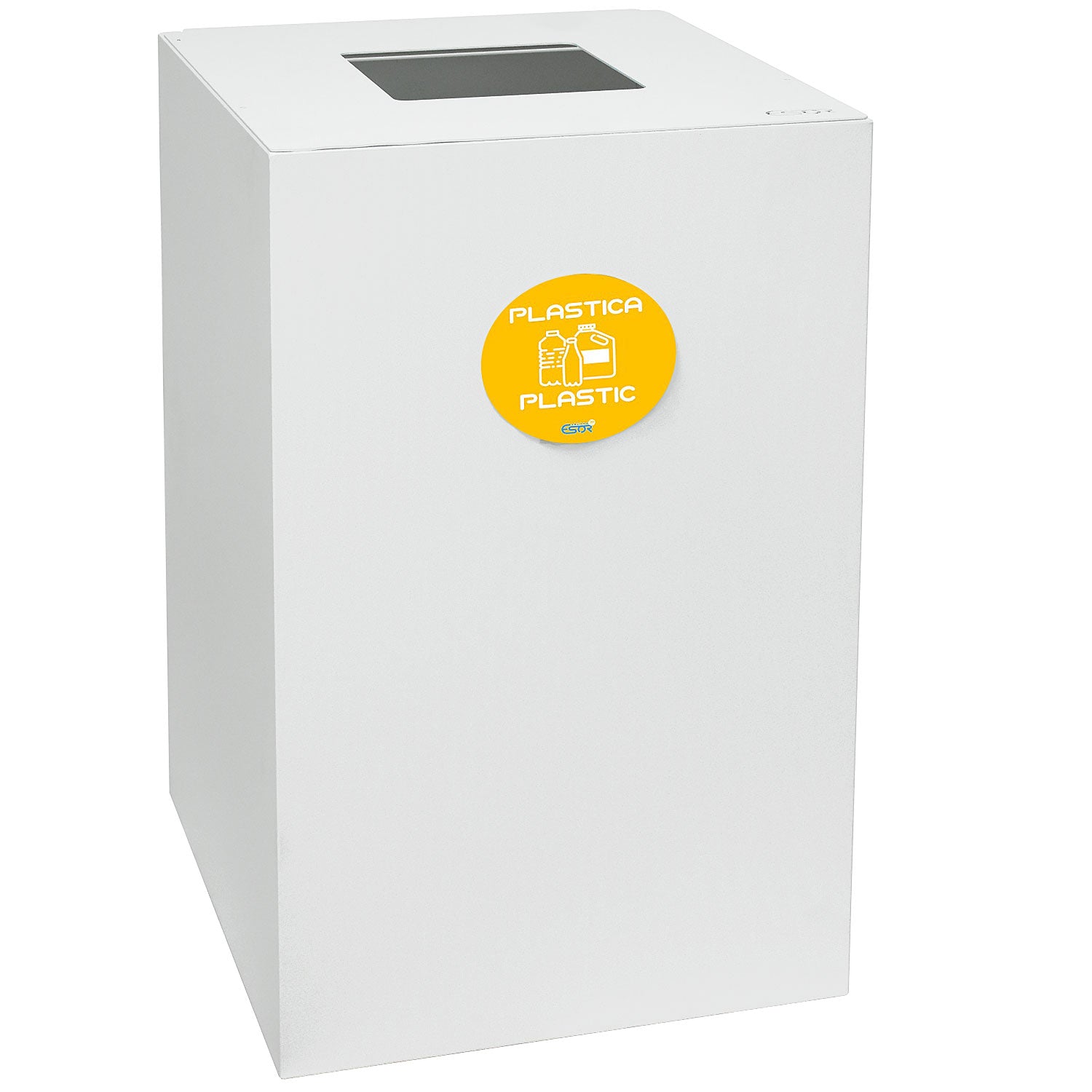 Contenitore per Raccolta Differenziata Capacità 100 L con Etichette 45x50x80 cm in Acciaio Verniciato Bianco