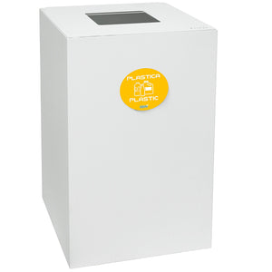 Contenitore per Raccolta Differenziata Capacità 100 L con Etichette 45x50x80 cm in Acciaio Verniciato Bianco