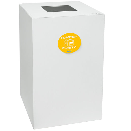 Contenitore per Raccolta Differenziata Capacità 100 L con Etichette 45x50x80 cm in Acciaio Verniciato Bianco