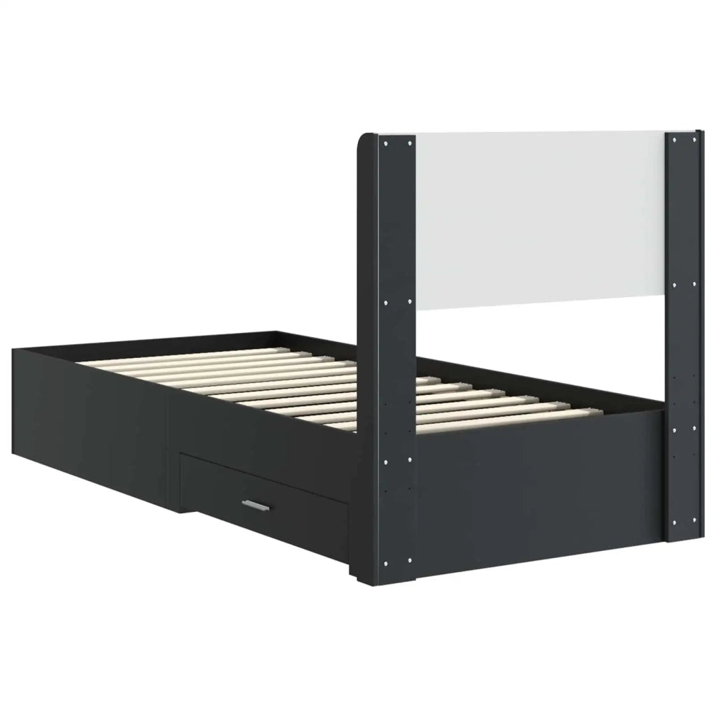 Struttura del letto con stoccaggio e testata Nero 75 x 190 cm