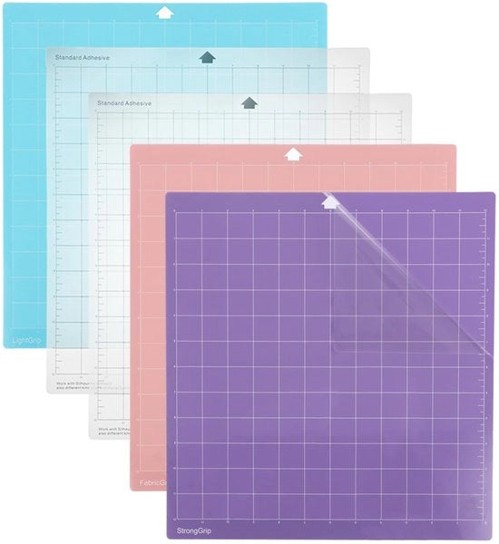 Matrici di taglio 12 x 12 cm - Vervangeri di matrici di taglio - Standard grip/Light grip/Strong grip - 5 pezzi - Materiale PVC ecologico - Adatto per Silhouette Cameo - Matrici di taglio
