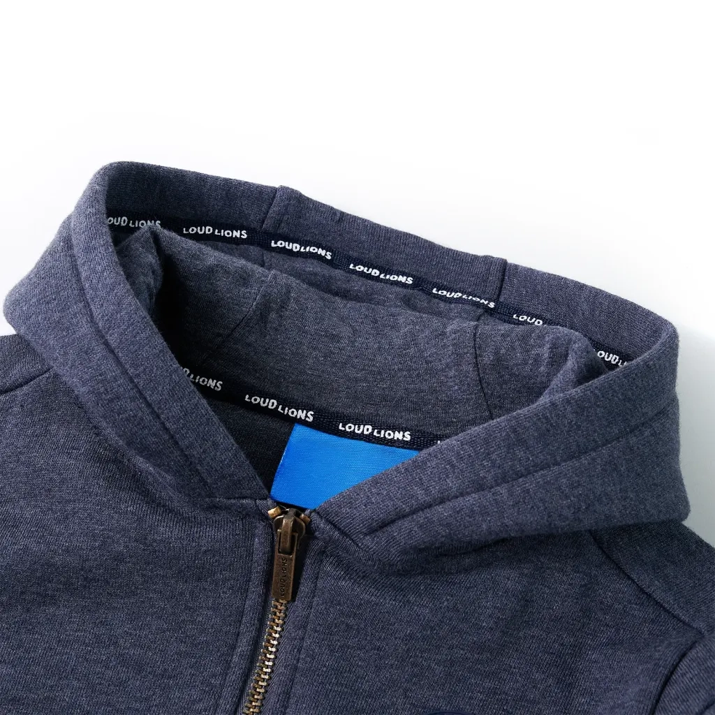 Felpa con Cappuccio e Cerniera per Bambini Blu Scuro M¨¦lange 128