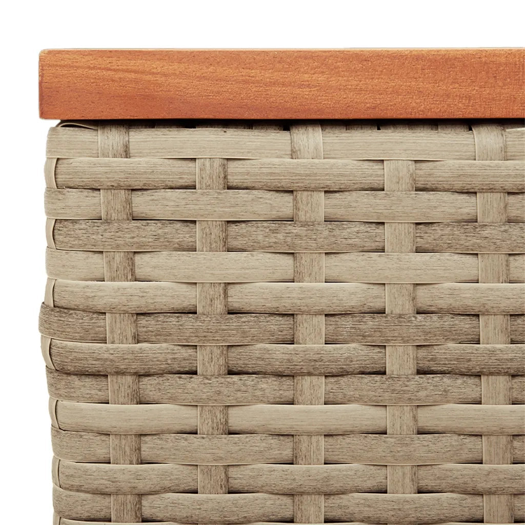 Tavolini Giardino 2 pz | Tavolino da esterno Beige 55x34x37 Polyrattan Legno Massello