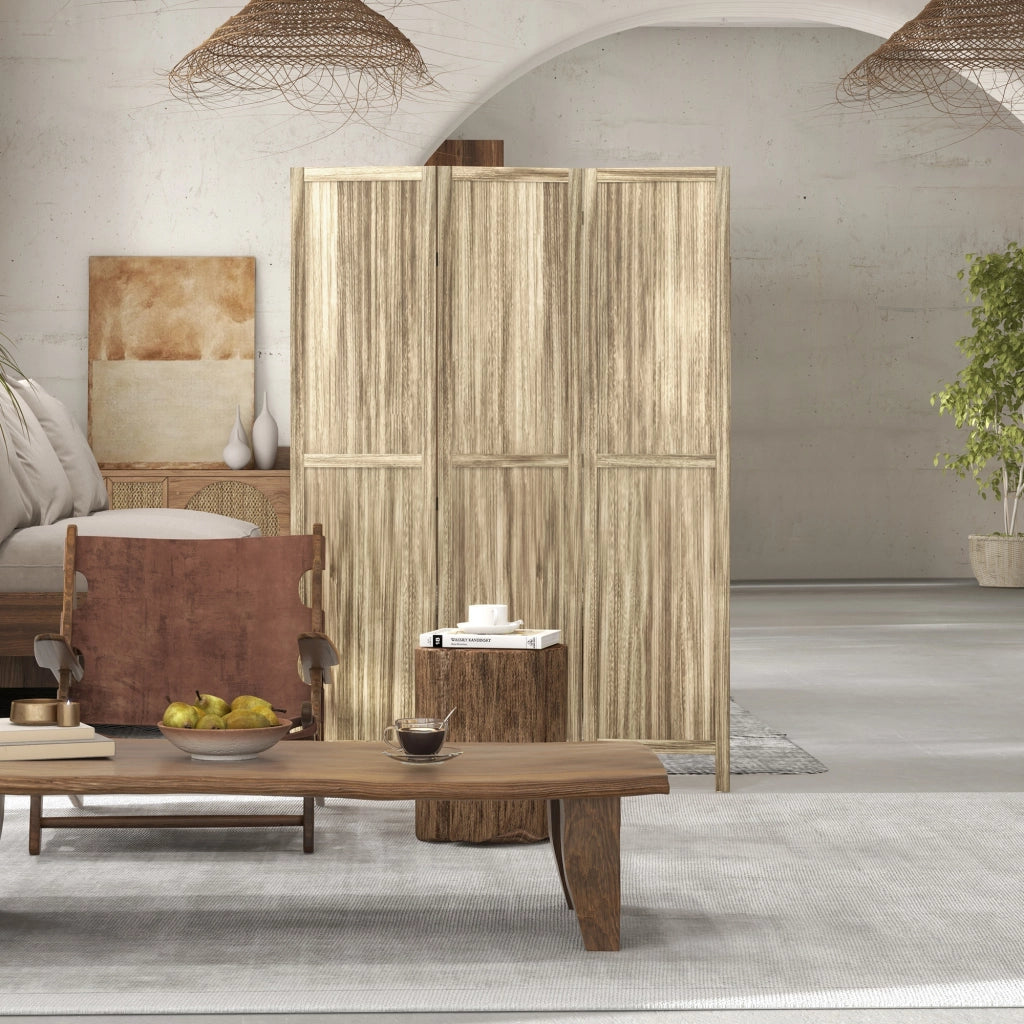 Paravento 3 Ante Legno Paulownia ¨C zephmum ¨C Naturale 120x170 cm