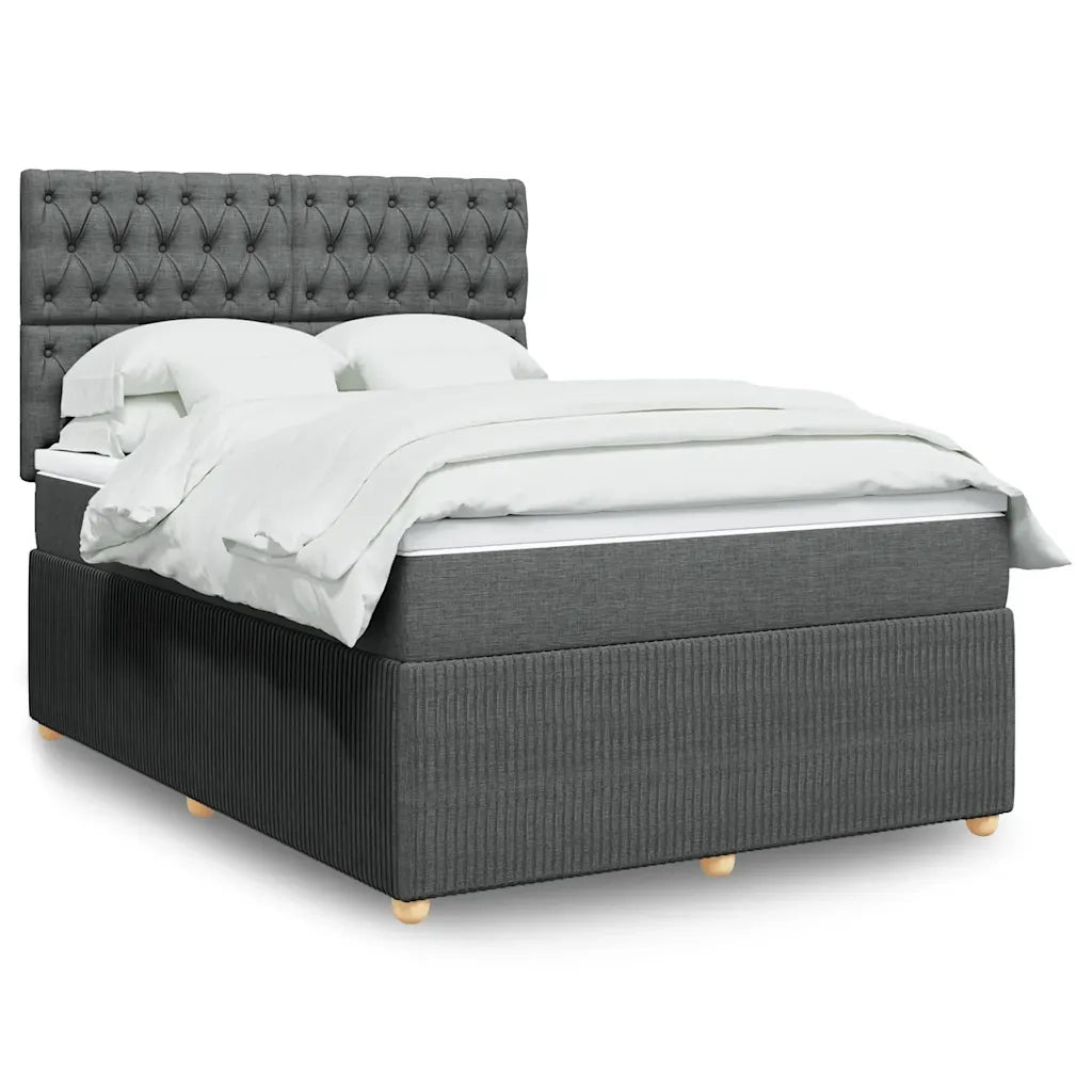 Giroletto a Molle con Materasso Grigio Scuro 140x190 cm Tessuto