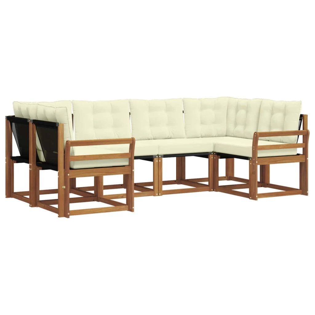 Set di divani da esterno con cuscino 6 pcs Naturale e Crema 3369001