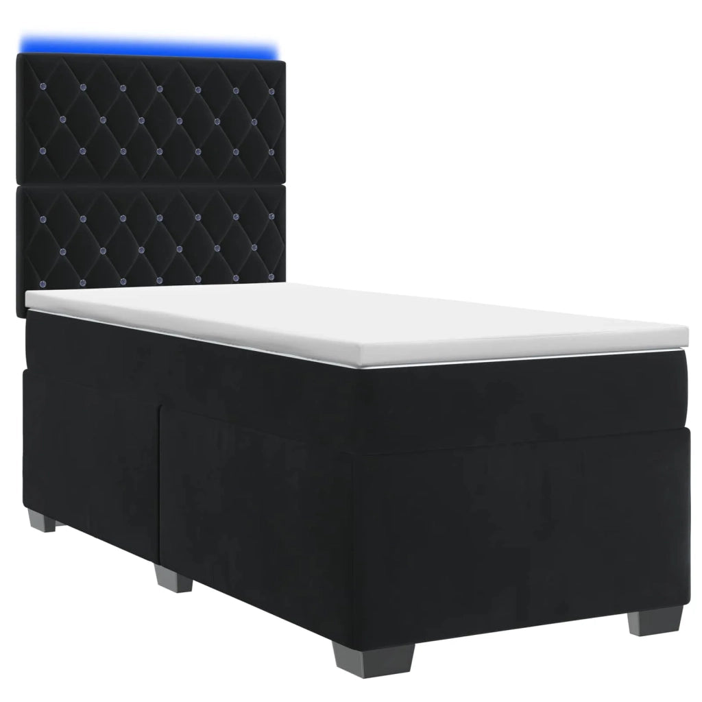 Letto box spring con materasso Nero 100 x 200 cm Velluto 3455044