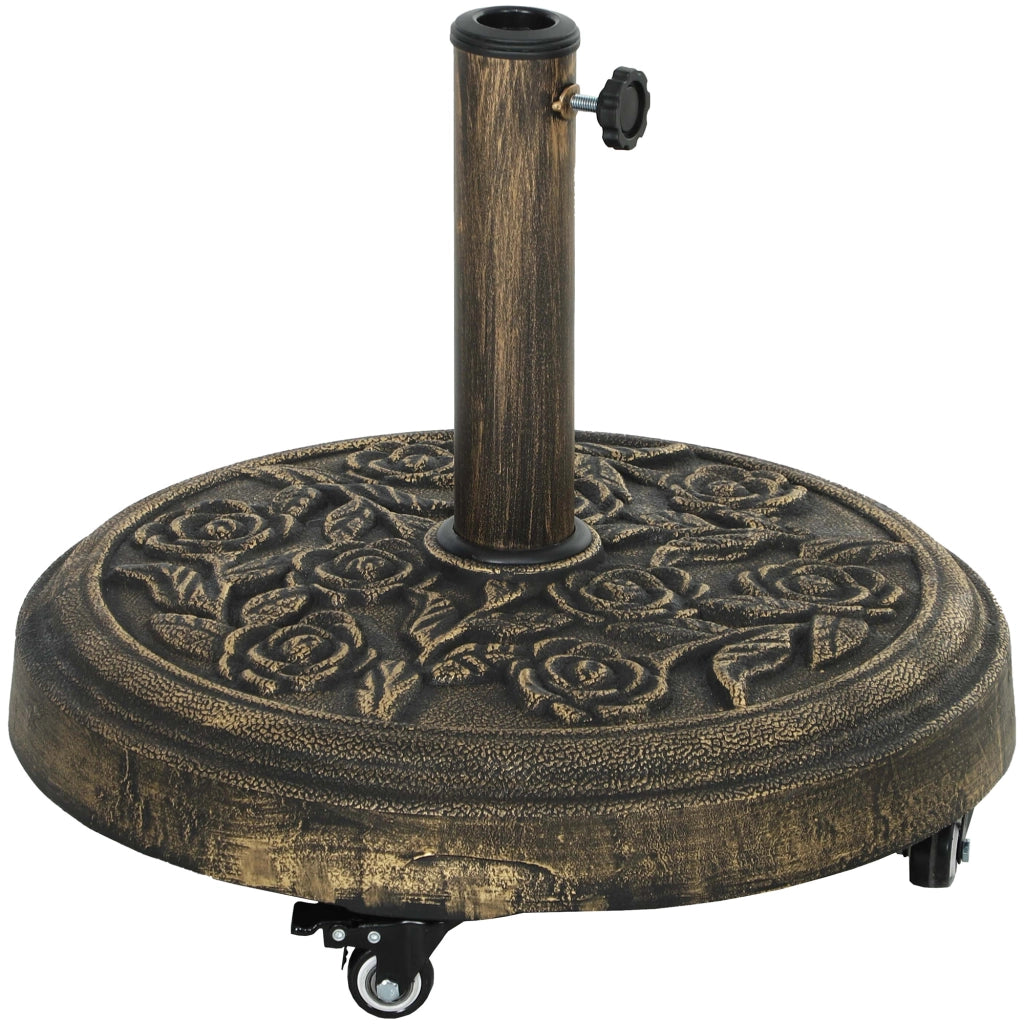 Base per Ombrellone Rotonda 21 kg con Ruote e Freni in Resina Bronzo