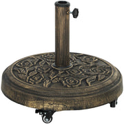 Base per Ombrellone Rotonda 21 kg con Ruote e Freni in Resina Bronzo