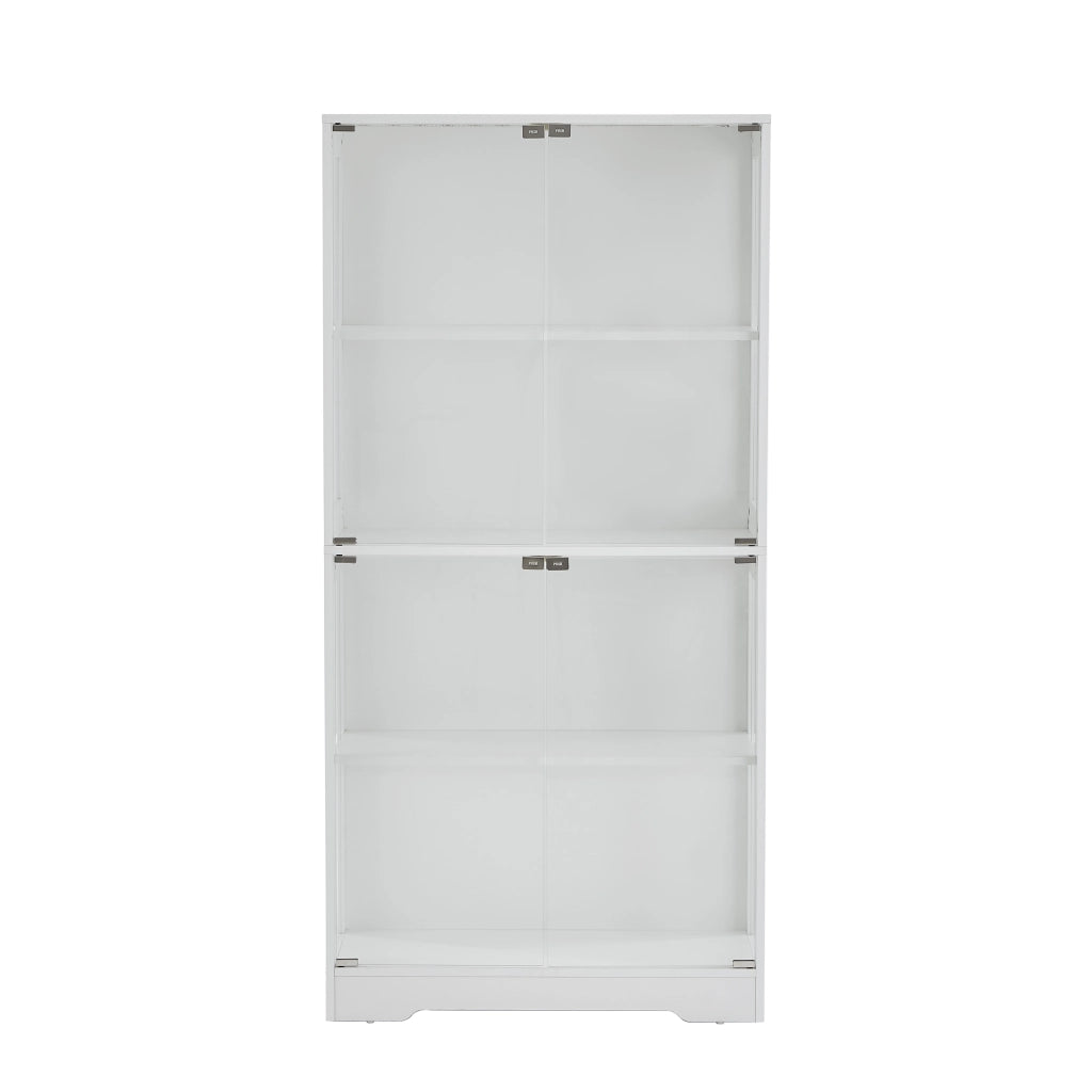Vetrina in Vetro 4 Ripiani con LED e Ante ¨C MINIMAL ¨C Bianco