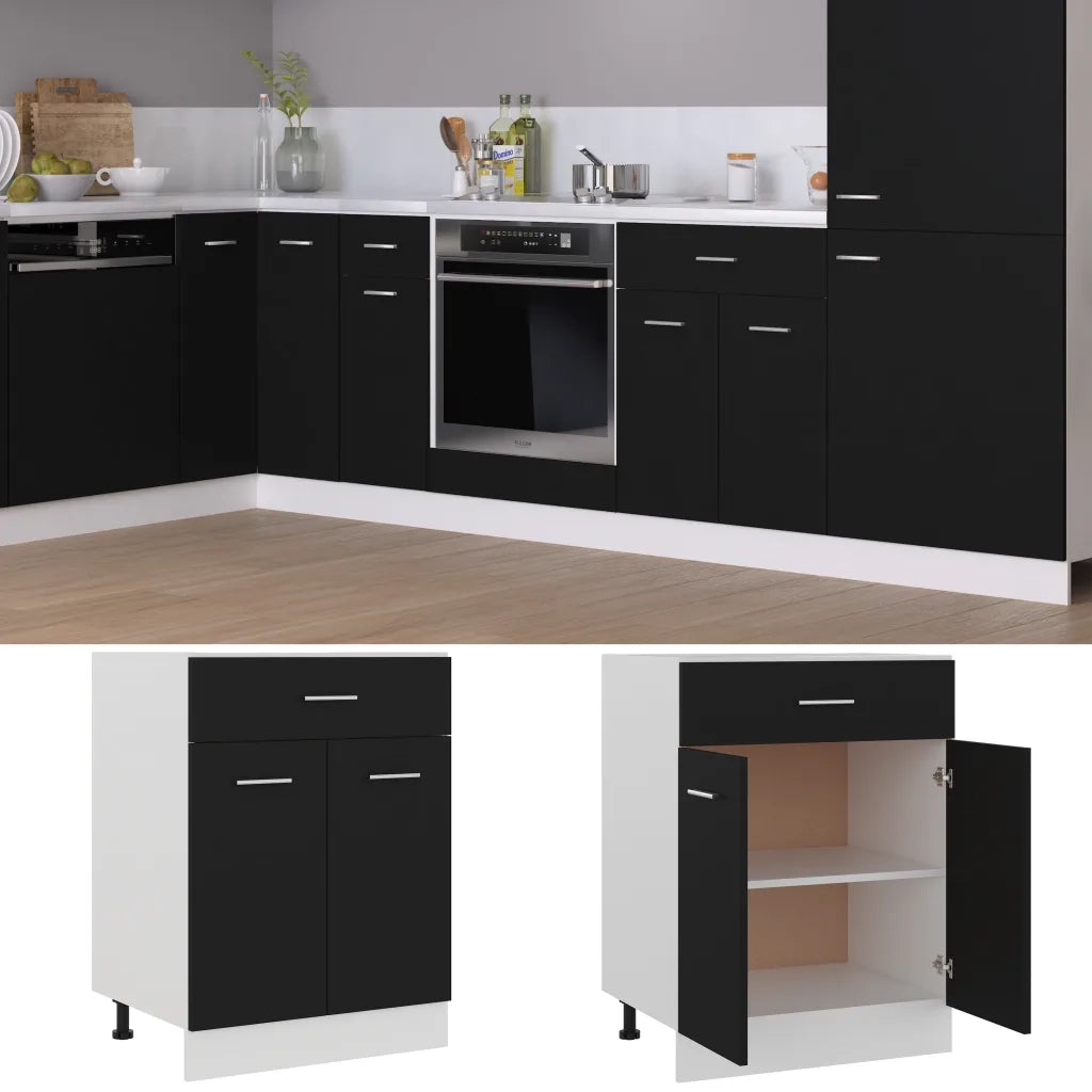 Armadio Inferiore con Cassetto “Lyon” Nero 60x46x81,5 cm 801229