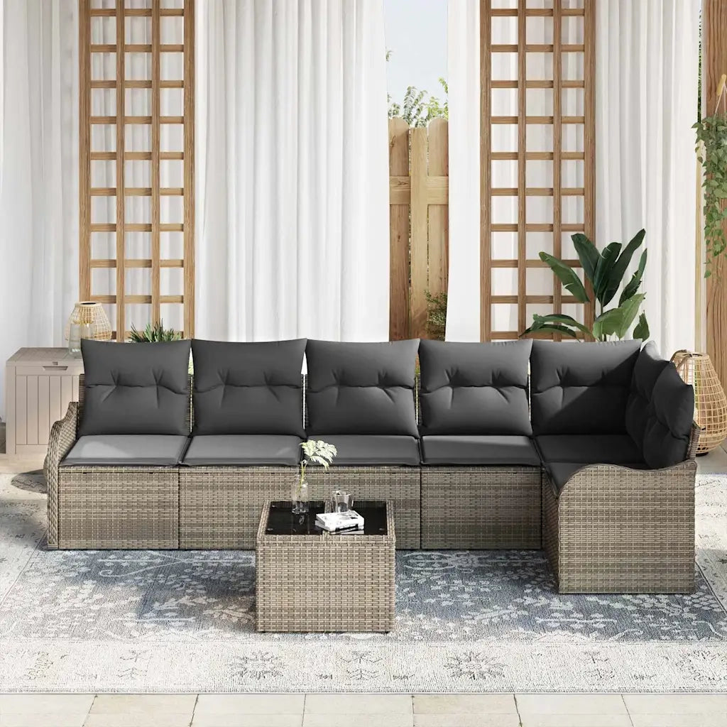 Set Divano da Giardino Grigio polyrattan 3345729