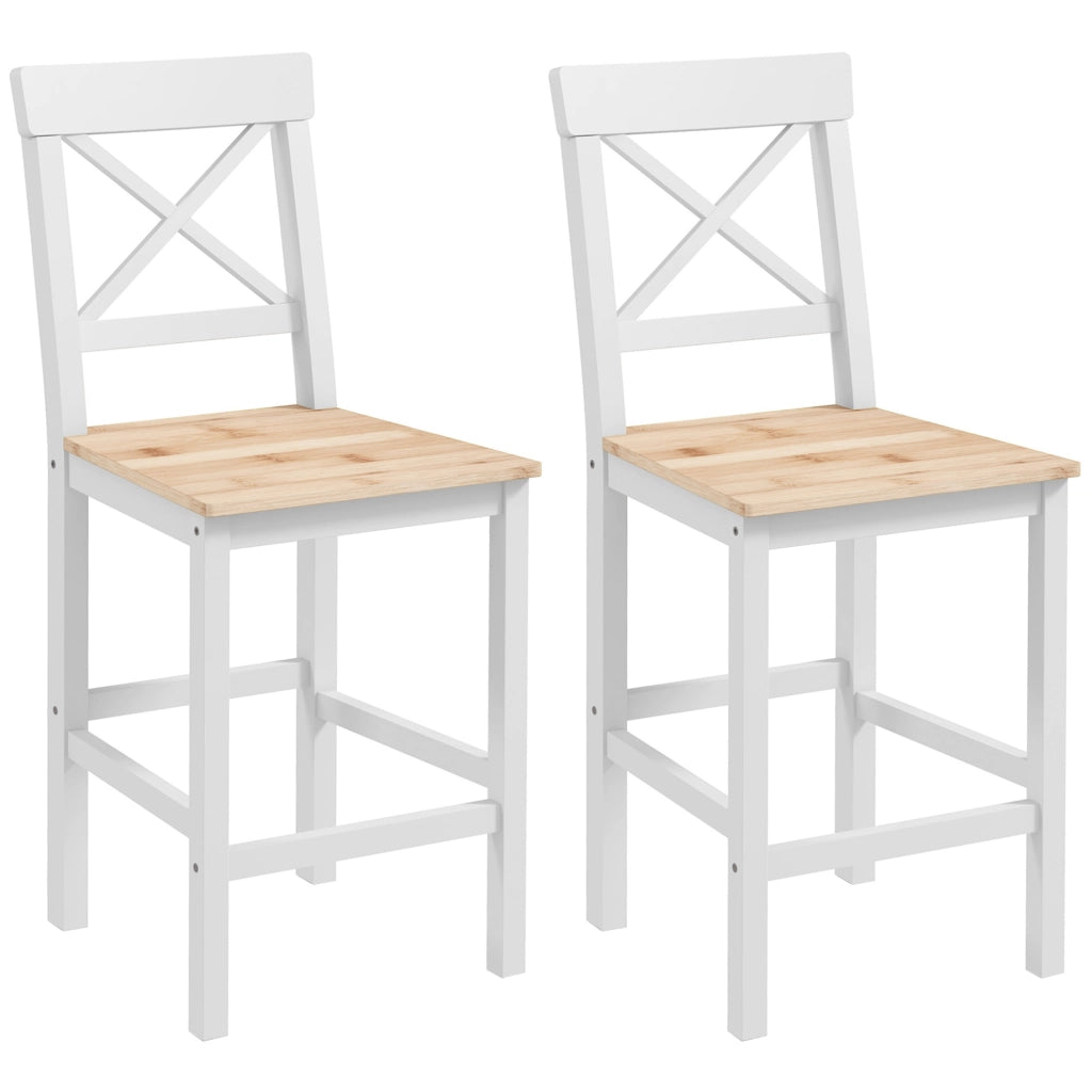 Sgabelli da Bar 2 Pezzi ¨C Zephmum ¨C Bianco e Legno Naturale 41x46x97.5 cm